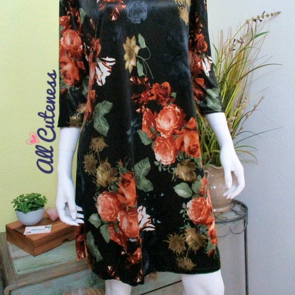 Poliana Plus Size Velvet Floral Dress - Picture 3 of 4